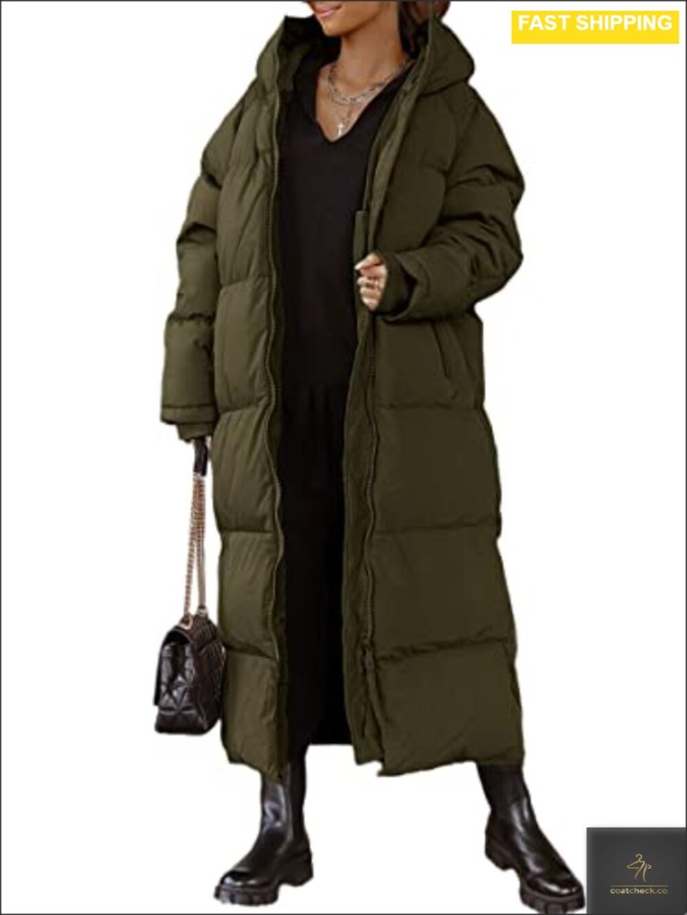 Women's Long Quilted Puffer Coat Hooded Maxi Down Alternative Winter Jacket